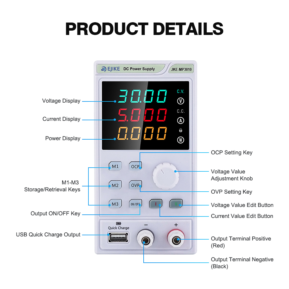 EJIKE DC Power Supply 300W Pro - Programmable Dc Power Supply 30V 10A recension och pris