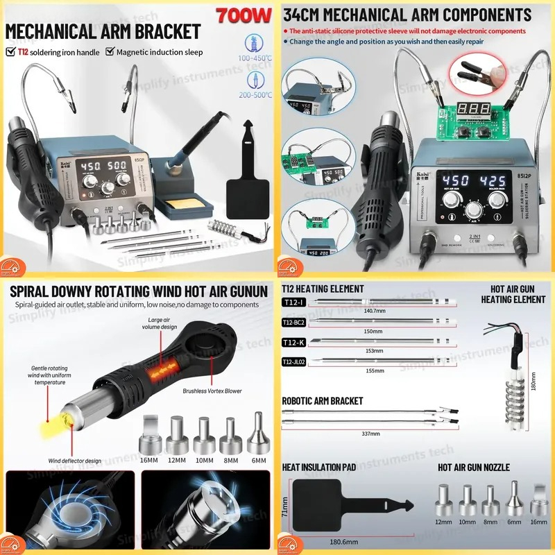 8512P Soldering Station 700W 2 - Hot Air Rework Station T12 recension och pris