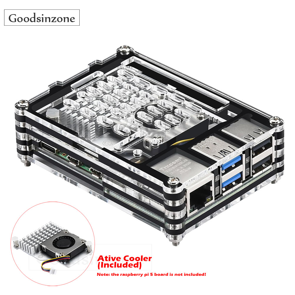 Acrylic Case with Active Coole - Raspberry Pi 5 8Gb Kit recension och pris